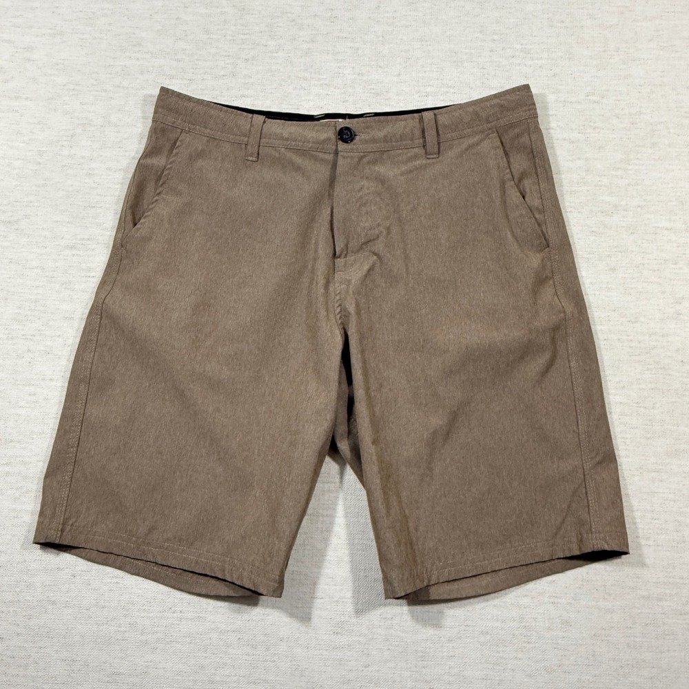 Micros Hybrid Shorts Men 34 Brown Good Heathered Stretch Walk Shorts MZBH-839C